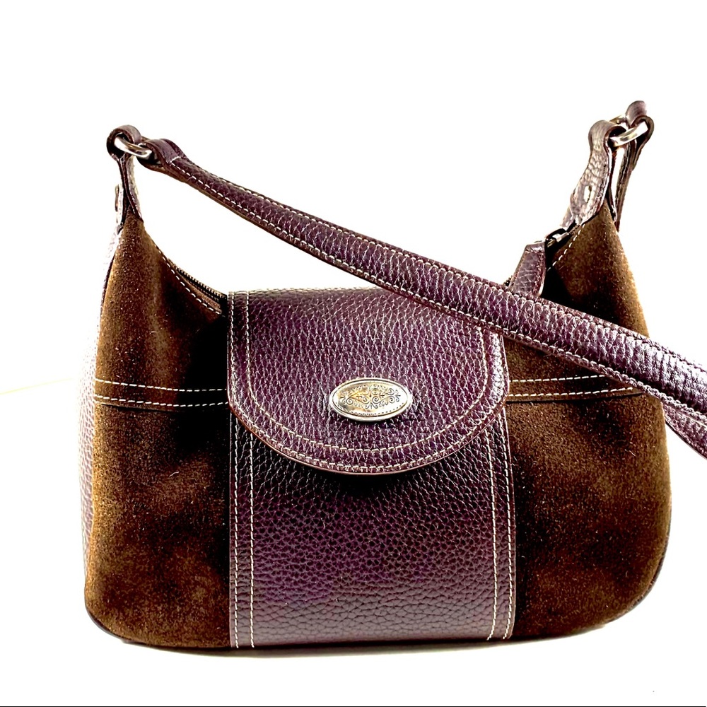 Brighton brown leather and suede shoulder bag